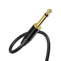 Kabel Audio Stereo Koaksial Jantan ke Jantan 1m 6.35mm untuk Amplifier Mikrofon Bass Gitar Elektrik