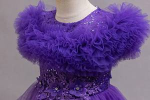 HP Kids Formal <b>Tulle</b> Ball Gown Pink Ruffled Flower Girl Dress with Sequin & Lace - Product Image 5