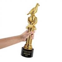 Trophée en résine Peace Bird Awards pour concours scolaires et de danse, plaqué or, durable, poli, style sportif, avec logo personnalisé, coffret cadeau