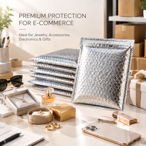 Enveloppes matelassées argentées brillantes en gros, personnalisables avec logo, faible MOQ, imperméables, antichoc, sacs postaux express - Product Image 2