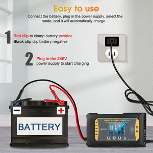 Chargeur de <span class=keywords><strong>batterie</strong></span> de <span class=keywords><strong>voiture</strong></span> électrique HTRC 12V/24V 10A 120W Charge automatique en 7 étapes pour <span class=keywords><strong>batterie</strong></span> LiFePO4 Lithium AGM GEL Plomb-acide AC - Product Image 3