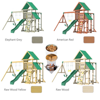 Structure de jeu extérieure en bois avec balançoire et toboggan en plastique de qualité commerciale pour aire de jeux extérieure