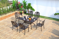 Ensemble de table et de chaises rectangulaires en aluminium pour l'extérieur, meubles de jardin, patio, pour restaurant et hôtel, table et chaises de salle à manger en métal, prix bas