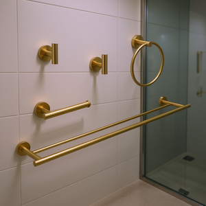 Set di 5 Portasciugamani da Parete per Bagno in Ottone Lucidato Design Moderno - Product Image 2