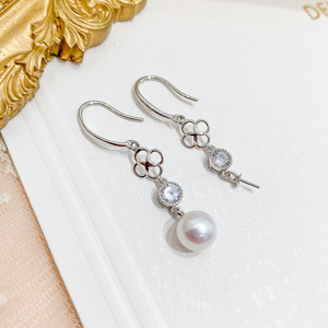 Accesorios de Plata S925 para DIY con Perlas, Joyería de Plata de Moda, Aretes con Cuentas Redondas de 8-11 mm, Bandeja Vacía para Aretes 20922 - Product Image 4