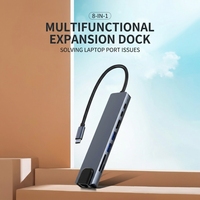 Estación de acoplamiento multipuerto de concentrador tipo C 8 en 1 de alta calidad con 4K HDMI USB3.0 RJ45 SDTF adaptador de carga PD de 2 puertos USB C