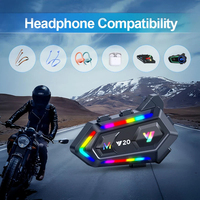 Casque de moto étanche à la poussière Y20 avec écouteurs, design lumineux RGB, longue autonomie de la batterie, basses puissantes, écouteurs pour la conduite