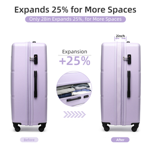 Fabrika özel ABS PP yeni Trend malzeme lüks 4 adet/takım 18 20 24 28 Hardshell su geçirmez tekerlekli çanta taşıma bagaj seti mor - Product Image 4