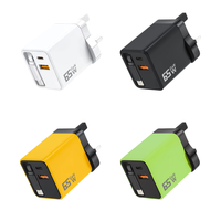 Chargeur GaN 65W avec câble rétractable, charge rapide multi-protocoles, double port A+C pour téléphone 5V/3A, adaptateur de voyage universel Type-C