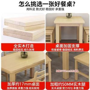 Juego de mesa y sillas de comedor de madera maciza de pino para 4 personas, diseño simple y moderno para uso en el hogar o restaurante. - Product Image 4