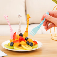 ANYA 12 pièces Fourchettes à fruits créatives en forme d'animaux de la ferme, dessin animé, écologiques, sans BPA, en plastique PS pour enfants, mignonnes, pour collations, gâteaux, desserts