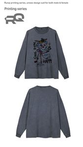 Camiseta de Manga Larga para Hombre, Estilo Retro, Moderna, con Estampado de Marca, Tejida, 100% Algodón, Anti-Pilling, Corte Holgado, Estilo Americano - Product Image 3