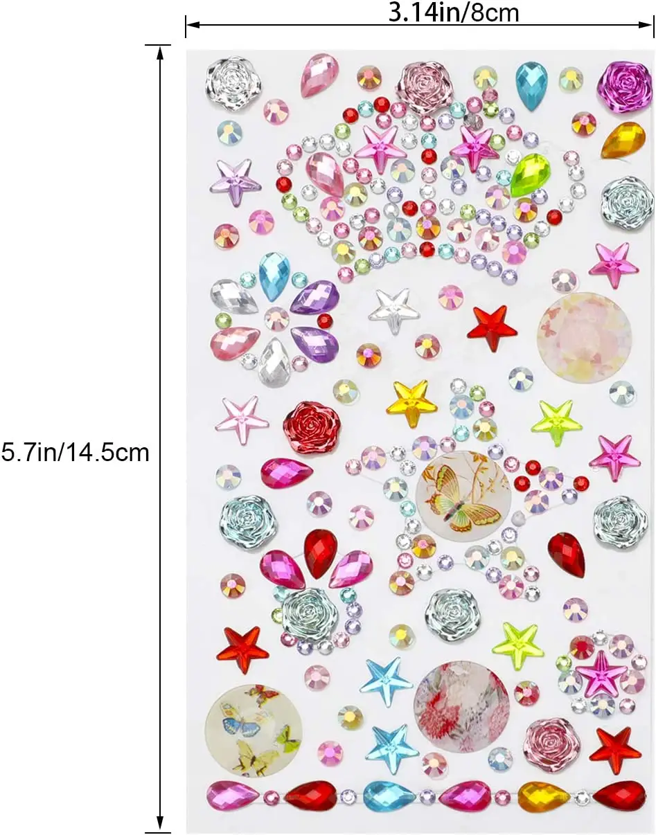 Self-Adhesive Rhinestone Sticker Craft Jewels and Gems Sticker Set for Children