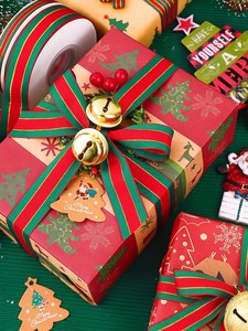 Pita hadiah Natal bungkus grosir warna 1 satin dasi Dekorasi kue anyaman hijau bronzing - Product Image 6