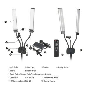 Luz LED para Tatuajes con Trípode de Doble Brazo para Estudios de Tatuadores - Product Image 6