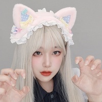 Bandeau d'oreilles de chat à pois, accessoires pour cheveux Lolita, ensemble de pinces à cheveux en peluche, accessoires de personnage