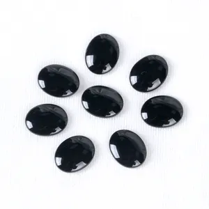 Cabochon ovale en pierres précieuses naturelles de haute qualité à fond plat Onyx noir/agate pour la fabrication de bijoux