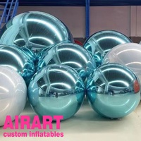 Nouvelle boule de miroir bleu clair gonflable de couleur pour le décor de fête de festival de noël