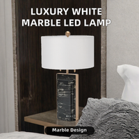 Lampe de table moderne minimaliste en marbre, luxe léger, personnalisée, créative, en tissu, style américain, pour salon, villa, hôtel