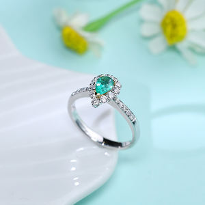 Bague de fiançailles de luxe en or blanc 18 carats plaqué rhodium avec émeraude taille poire, cadeau pour anniversaire de mariage, fête, petite amie - Product Image 5