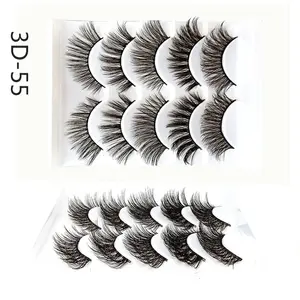 DINGSEN wholesale sticker logo individual cluster 5 pairs fiber synthetic false eyelash