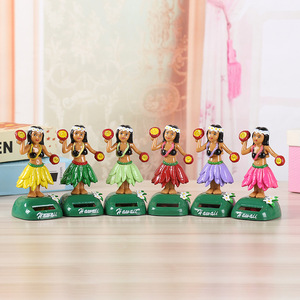 New Solar-Powered Swinging Hawaiian Girl ABS <b>Car</b> <b>Ornament</b> Creative Cartoon Toy <b>Car</b> Decoration Gift - Product Image 2