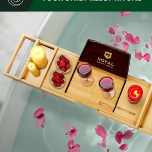 Royal Craft Wood Luxury Bath Tray Expandable Foldable Bamboo Bathtub Caddy With <b>Tablet</b> <b>Stand</b> And Cup Holder - Product Image 5