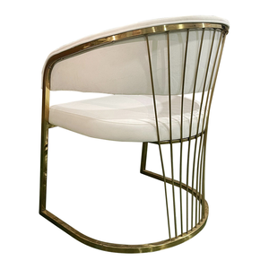 Golden Stainless Steel Black <b>White</b> Grey Velvet Dining Chair <b>Armchair</b> for Nail Salon Beauty Bar Event Wedding - Product Image 4