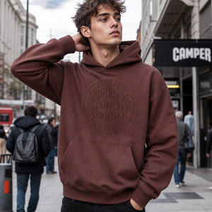 Hoodies personnalisés de luxe à logo, coupe courte, coupe ample, streetwear de haute qualité, en coton épais et surdimensionné - Product Image 3