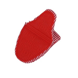 Oven Mitts <b>Red</b> Striped Silicone Heat Resistant For Oven Baking Cooking - Product Image 1