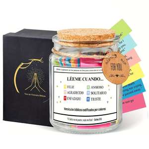 Frasco de Vidrio con Versículos Bíblicos en Inglés, Español y Alemán, Personalizado de Fábrica, con Mensajes sobre Emociones, Sentimientos, Escrituras, Fe, Oración y Esperanza, para Regalos - Product Image 2