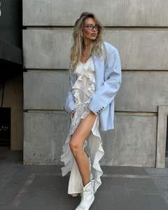 Senza maniche in pizzo <span class=keywords><strong>con</strong></span> giuntura per le vacanze estive abiti da donna <span class=keywords><strong>con</strong></span> <span class=keywords><strong>spacco</strong></span> Sexy abito lungo alla moda <span class=keywords><strong>con</strong></span> bretelle arruffate - Product Image 6