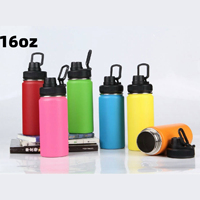 Frasco deportivo de Vacío Térmico de doble pared de 12oz, termo ecológico de acero inoxidable, botella minimalista de plástico para la escuela