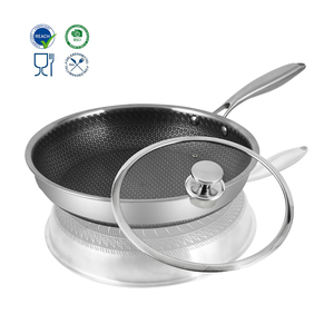 Food Grade Non-stick <strong>Double</strong>-<strong>sided</strong> Honeycomb Stainless Steel Hybrid <strong>Frying</strong> <strong>Pan</strong> Non Stick 3-ply Stainless Steel Fry <strong>Pans</strong> With Lid - Product Image 1