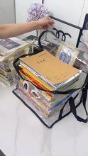 Caja organizadora de libros plegable transparente personalizada de fábrica, con función antipolvo, de mimbre y aluminio, para estudiantes. - Product Image 2