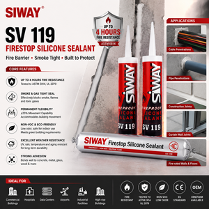 Scellant ignifuge UL résistant au feu pour usine, joints flexibles coupe-feu, mastic silicone ignifuge pour systèmes d'évacuation de fumée - Product Image 2