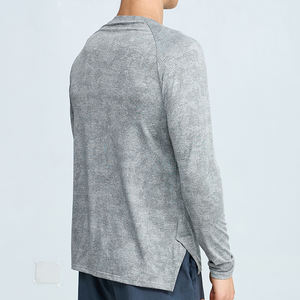 Sisi terpisah kaus elastis kaus lari Fit kering kaus otot binaraga kebugaran untuk pria - Product Image 3