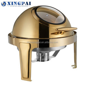 XINGPAI gold luxury buffet scaldavivande a dubai chef in acciaio inossidabile <span class=keywords><strong>6</strong></span> litri roll top chaffing <span class=keywords><strong>piatti</strong></span> con finestra - Product Image 2