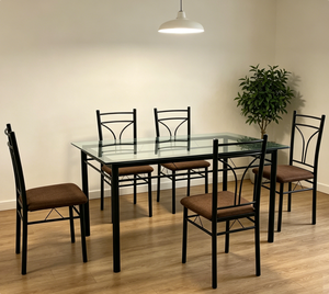 Mesa de <span class=keywords><strong>Comedor</strong></span> Convertible Moderna YUKAI con Vidrio Templado y Asientos Acolchados, Incluye <span class=keywords><strong>Cuatro</strong></span> <span class=keywords><strong>Sillas</strong></span> para Apartamento, Modelo DS-03G - Product Image 5