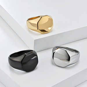 Geometric Design Men's Titanium Steel <b>Ring</b> Gold Black Silver Daily Wear Jewelry - Product Image 1