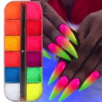 Vente flash Pigment pour nail art Effet dégradé Paillettes colorées Fluorescentes Néon Aurora Poudre Décoration pour nail art