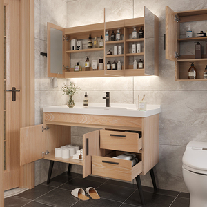 Mobile <span class=keywords><strong>Bagno</strong></span> Monoblocco con <span class=keywords><strong>Lavabo</strong></span> in Legno, <span class=keywords><strong>Mobiletto</strong></span> Sottolavabo - Product Image 4