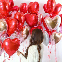 Globos de Papel de Aluminio Rojos de 18 Pulgadas con Forma de Corazón para Decoración de Fiestas de San Valentín, Bodas y Cumpleaños