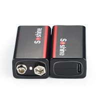 Baterai USB Li-ion 9V Low Self-discharge dengan Umur Simpan 4 Tahun dan 4 LED: 7.4V 500mAh 2 Buah (Paket isi 1)
