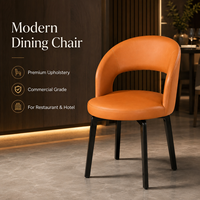 Chaise de salle à manger orange brûlé avec dossier enveloppant, chaise d'appoint haut de gamme rembourrée, qualité commerciale pour restaurant et hôtel, pieds effilés foncés