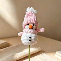 Fleurs de Noël artificielles en acrylique, faites à la main, tige unique, bonhomme de neige, pour un cadeau de Noël créatif, mignon et écologique pour la maison