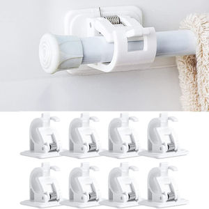 2 supports de tringle à <span class=keywords><strong>rideau</strong></span> réglables sans perçage, crochets adhésifs pour fixation murale, supports de tringle à <span class=keywords><strong>rideau</strong></span>, clips de suspension, crochet de fixation - Product Image 4