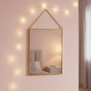 Wholesale Mini Brass Framed <b>Mirror</b> with Chain for Hanging Home Living Room Decoration - Product Image 1