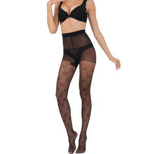 أزياء المرأة مخصص جوارب طويلة من الحرير وسائط الإعلام طباعة شعار رسالة جوارب سوداء خرطوم جوارب ضيقة جوارب طويلة - Product Image 4