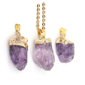 Wholesale Spiritual <b>Crystal</b> Amethyst Pendant Natural <b>Crystal</b> Necklace Gemstone Amethyst <b>Raw</b> Stone Pendant - Product Image 2